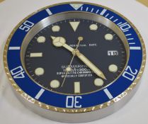 34 cm Silver body Blue Bazel Blue Dial clock