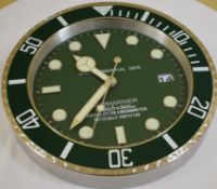 34 cm Silver body Dark green Bazel Green Dial clock