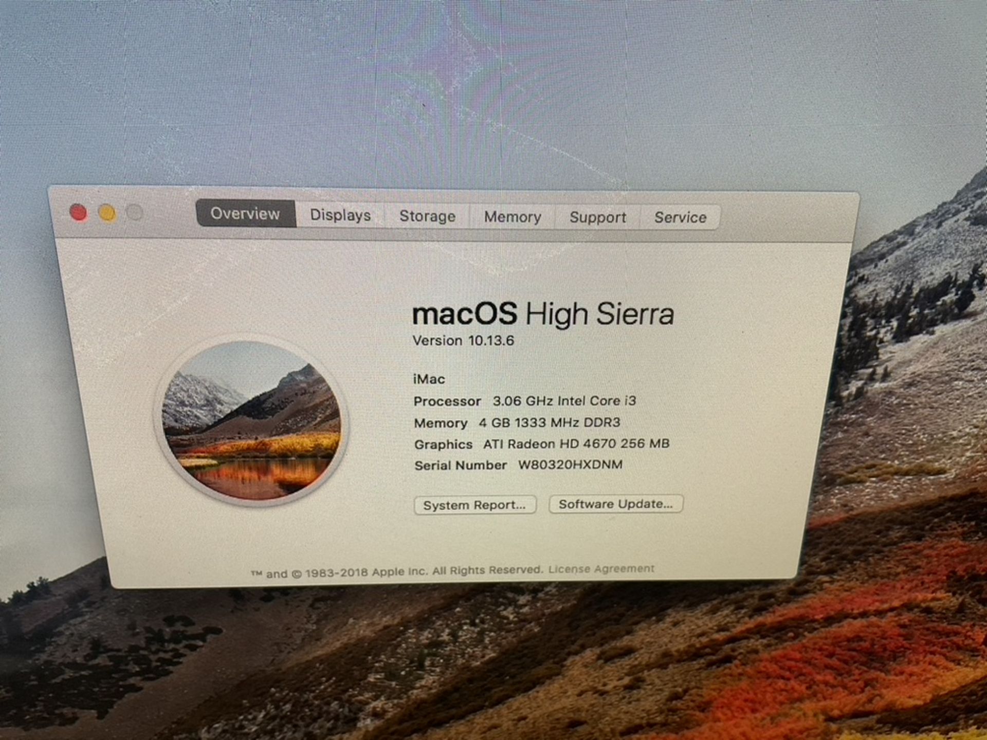 Apple iMac 21.5"" OS X High Sierra Intel Core i3 4GB Memory 500GB Hard Drive Radeon 4670 Office - Image 3 of 5