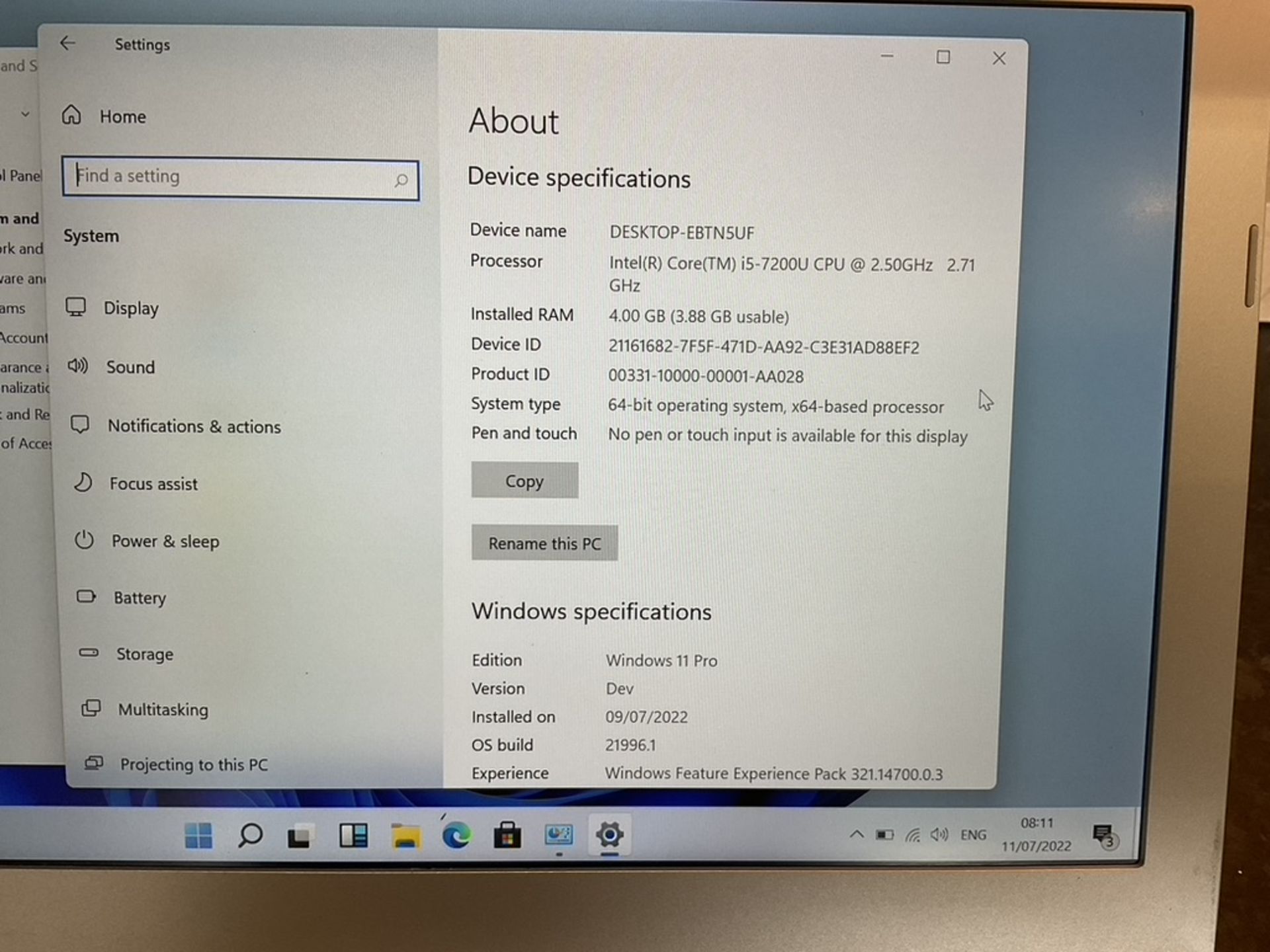 CLEVO N131WU Windows 11 Laptop 13"" Intel Core i5-7200U 4GB DDR4 120GB SSD WiFi Webcam HDMI Office - Image 3 of 9