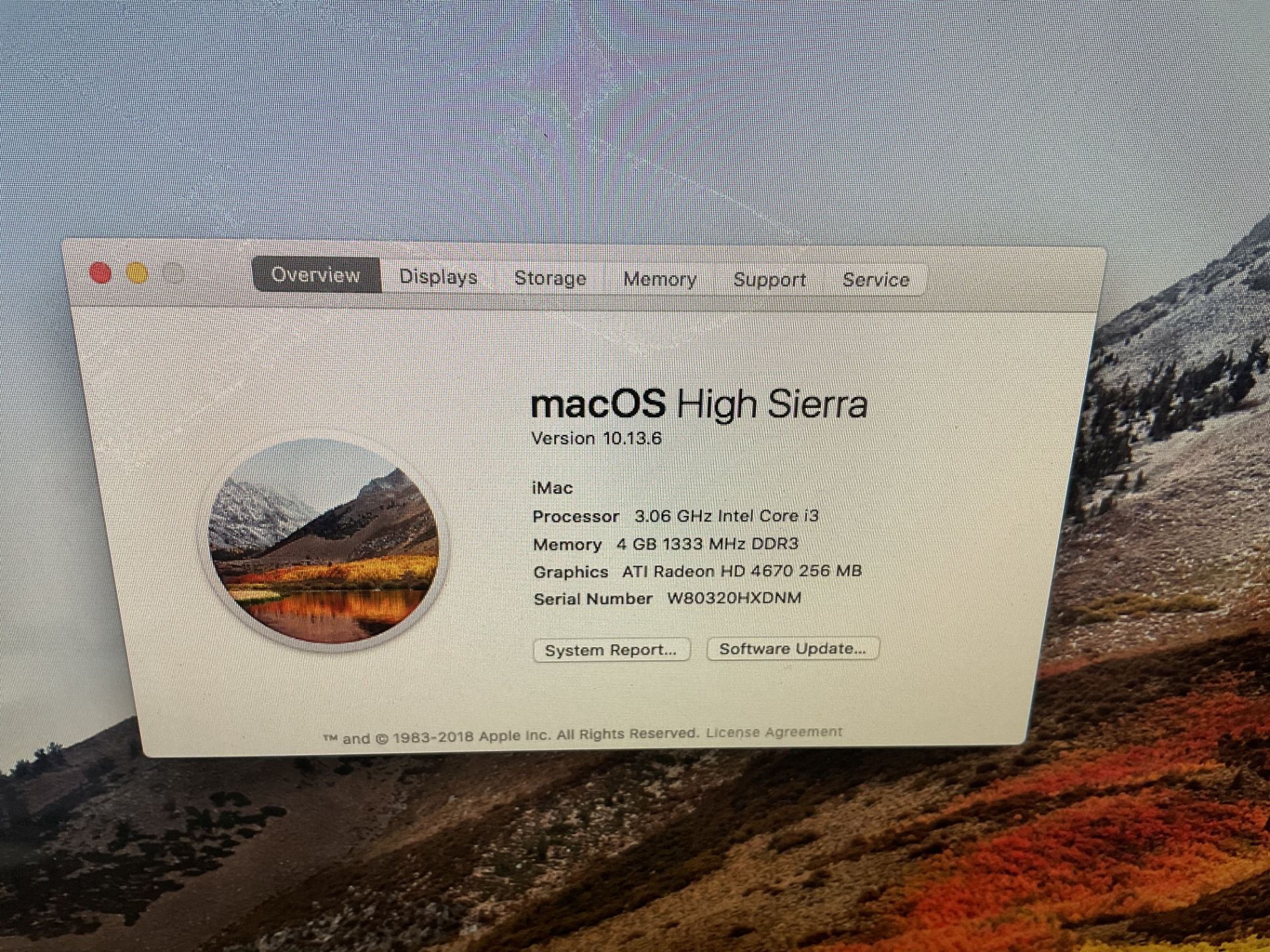 Apple iMac 21.5"" OS X High Sierra Intel Core i3 4GB Memory 500GB Hard Drive Radeon 4670 Office - Image 2 of 5