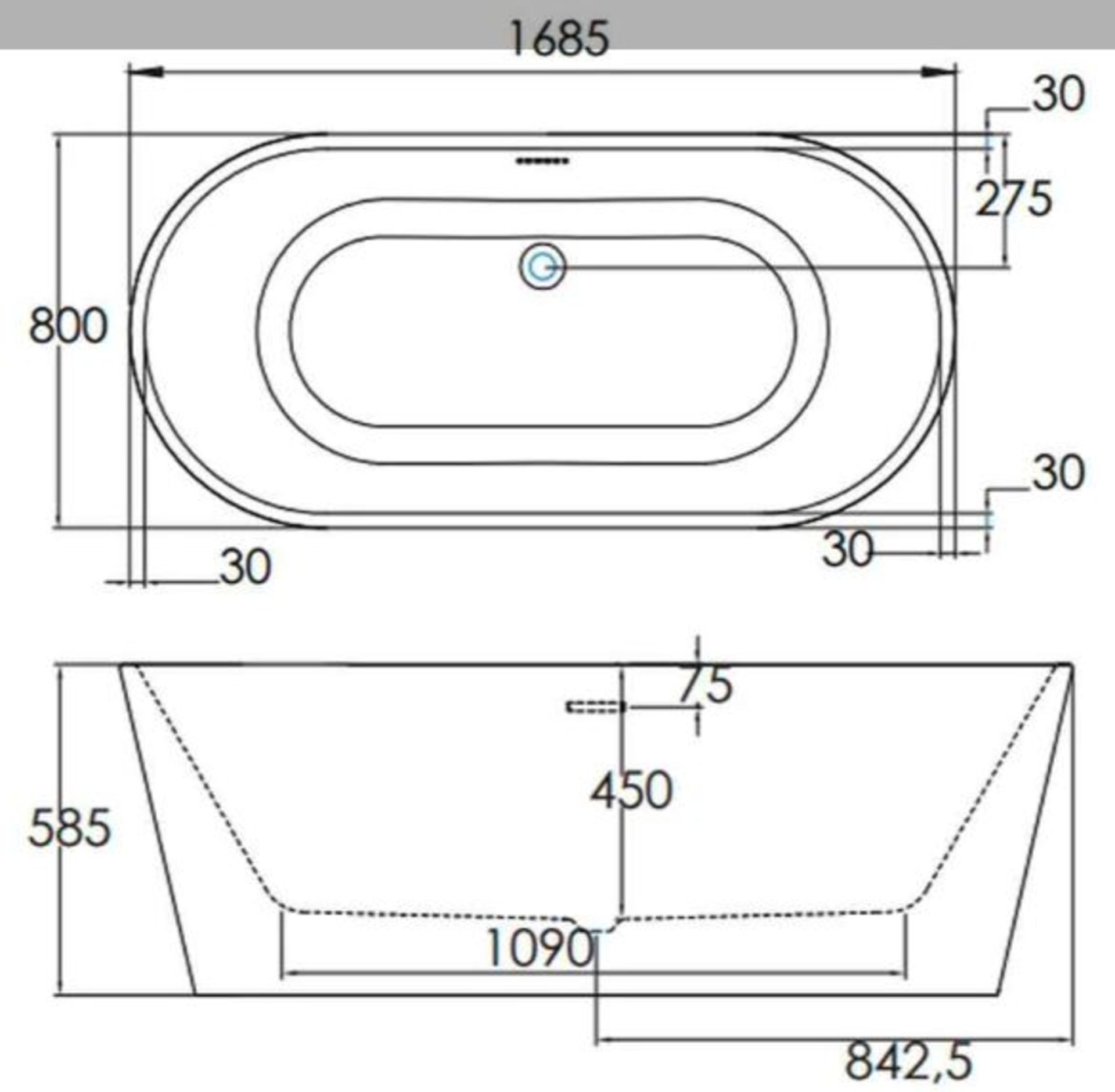 Frontline 'Sleek' Designer Double Ended Bath. 1700 x 800mm (approx). RRP: £955 - Image 4 of 5