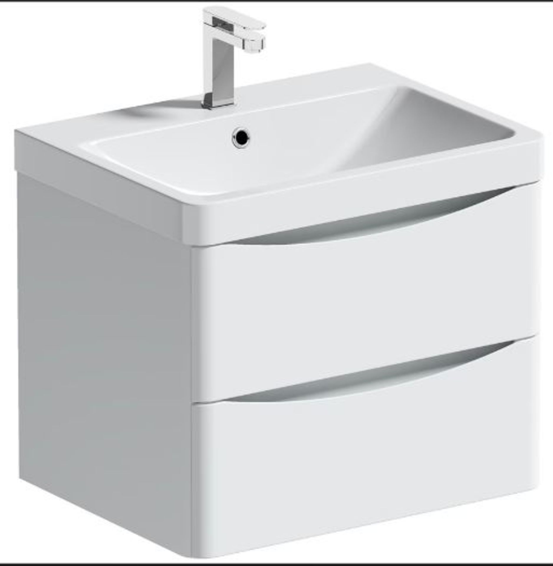 Mode Adler white wall hung vanity unit and basin 600mm. Appears Unused. - Image 2 of 3