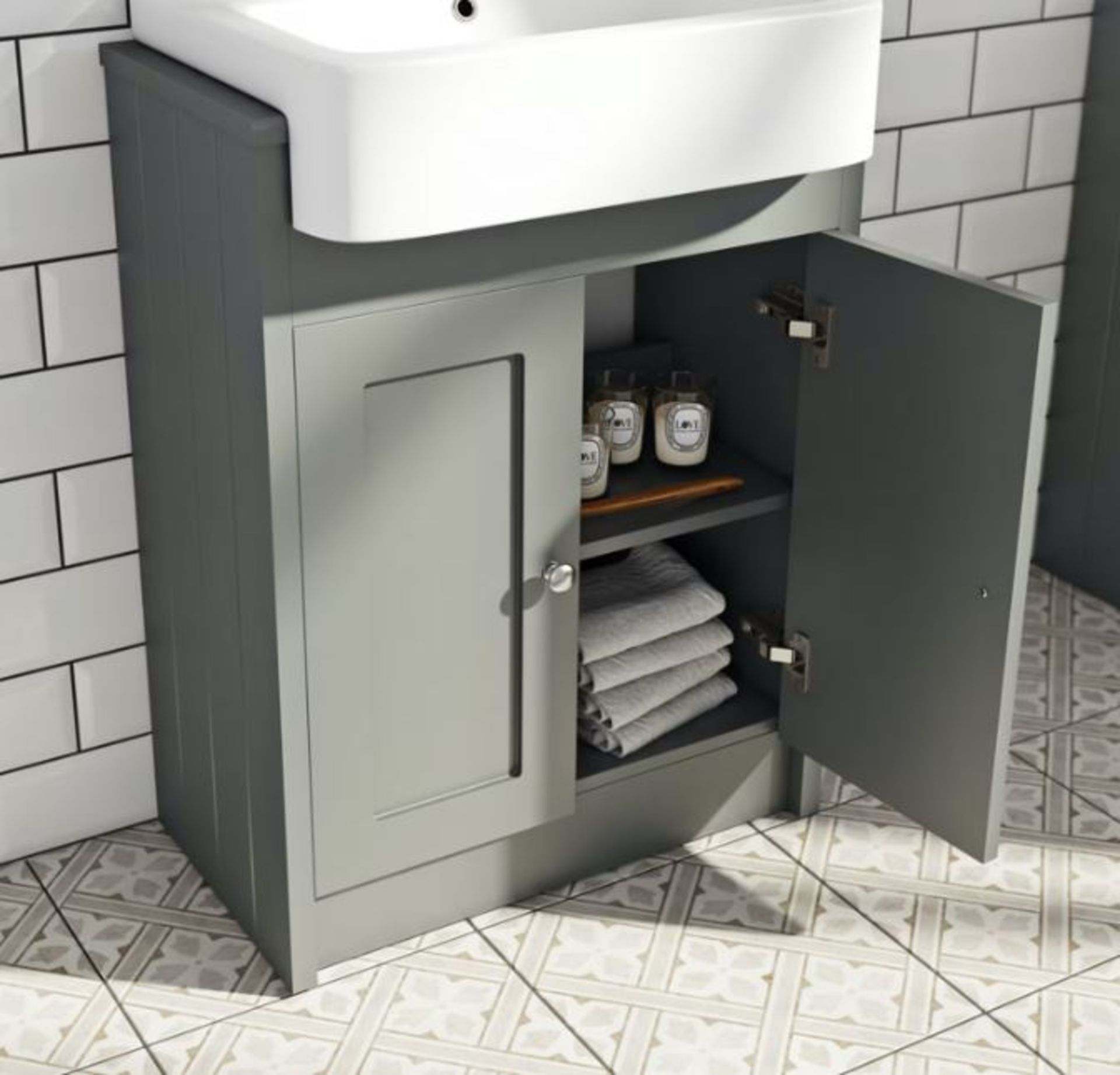 Dulwich Grey Semi Recessed Vanity Unit. DULVANGR01. Appears Unused.