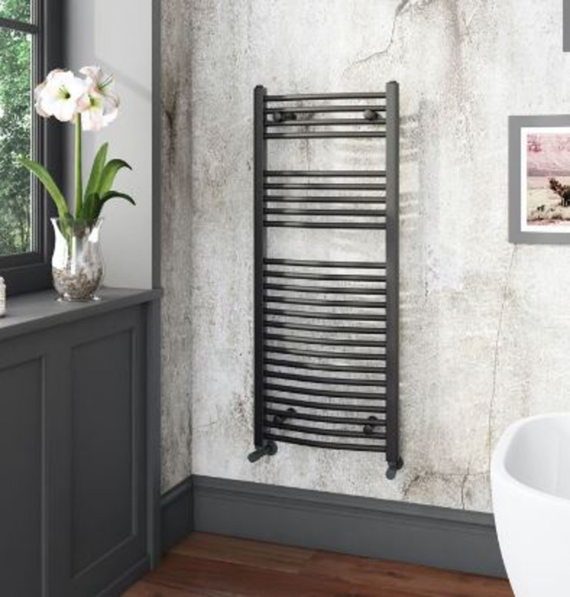 Anthracite Curved 1200 x 400 Designer Radiator - Image 2 of 3