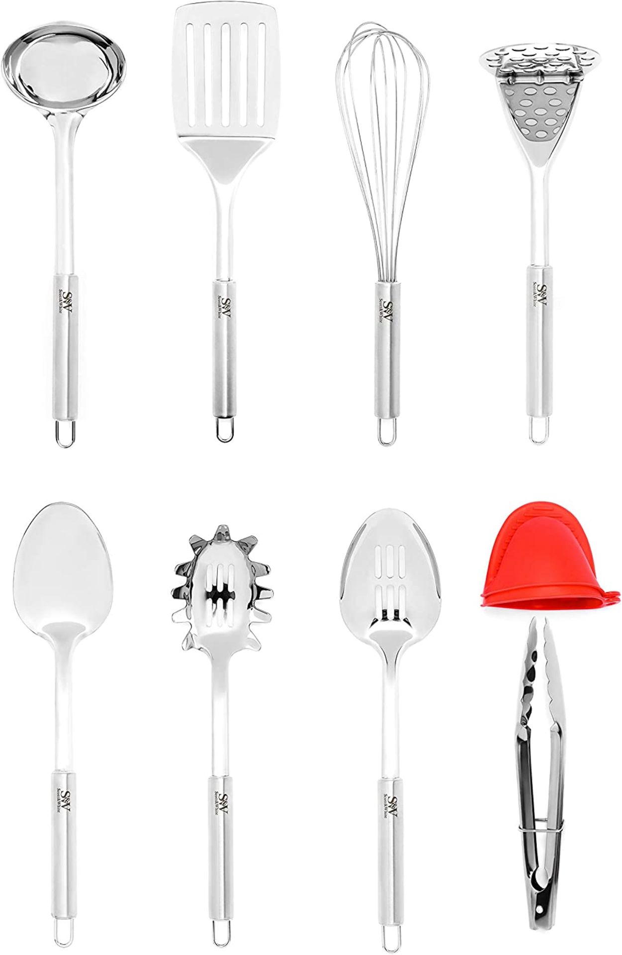 11-Piece Stainless Steel Kitchen Utensil Set, Non-Stick Heat Resistant Cooking, Spatula, Potato M... - Image 2 of 5