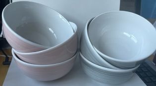 New 6 Soup / Cereal Bowls 3 X Pink 3 X Grey