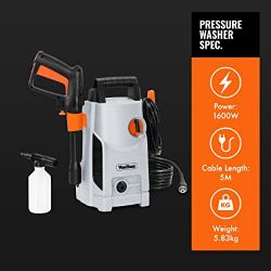 New Onhaus 1600W Pressure Washer With Accessories – Outdoor Home/Patio & Car Cleaner - 90Bar