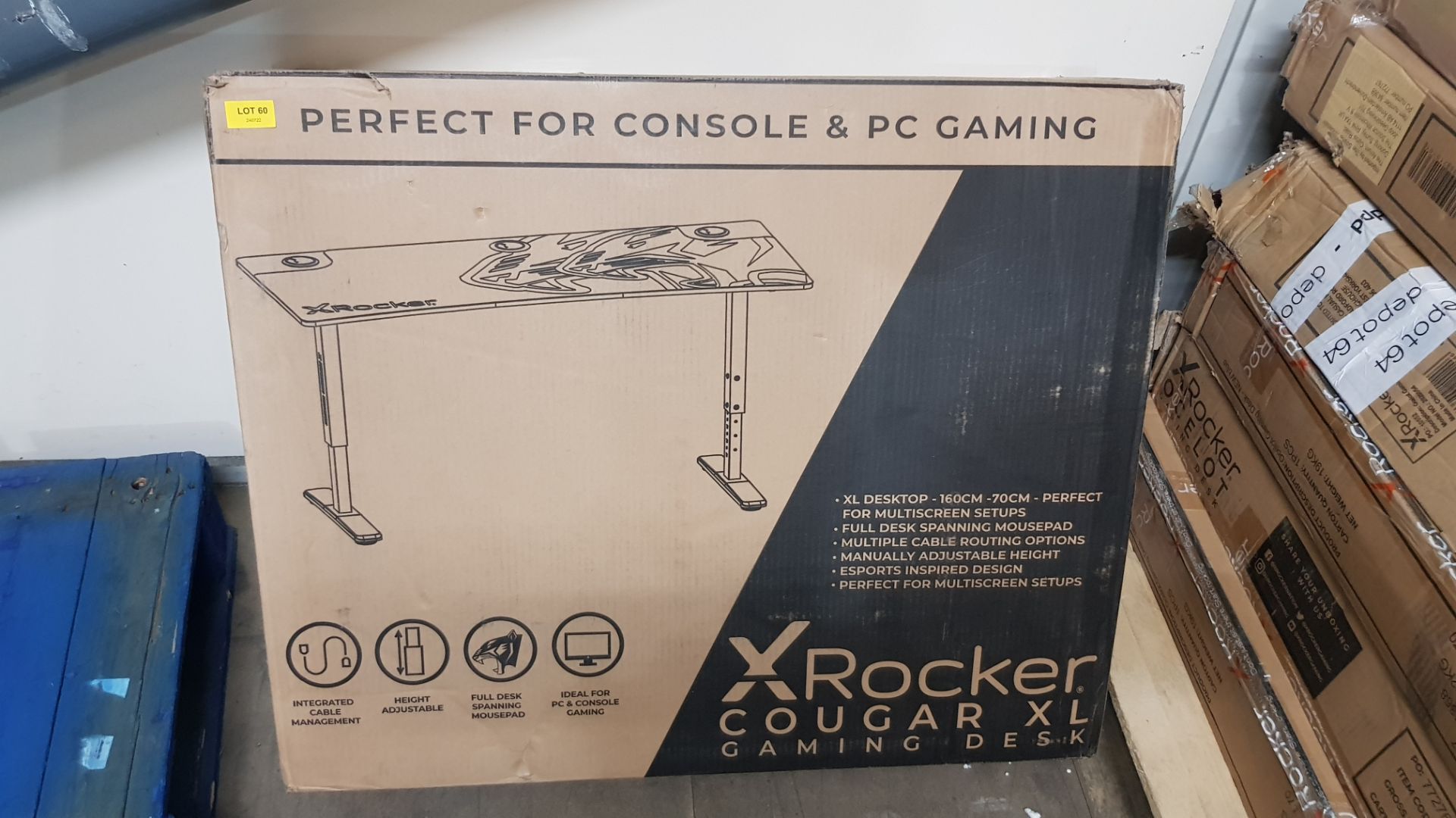 (60/Mez) RRP £239. X-Rocker Cougar XL Gaming Desk. (H65x L160x W70cm). Integrated Cable Managemen... - Image 6 of 7