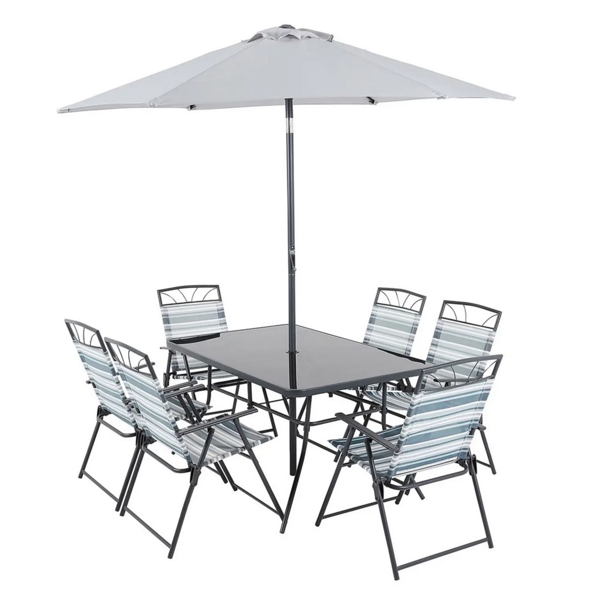 (22/Mez) RRP £200. Wexfordly 6 Seater Metal Garden Furniture Dining Set. Modern Grey And Multistr... - Image 5 of 5