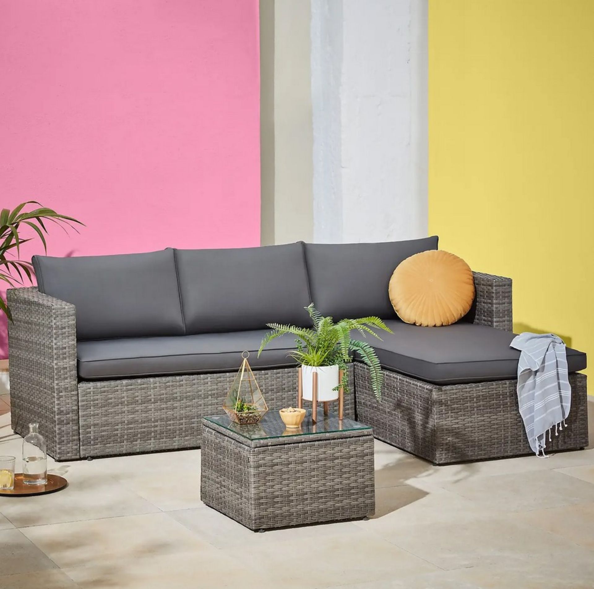 (9/Mez) RRP £345. Alexandria Grey Rattan Garden Corner Sofa Set. Stylish Wicker And Comfortable G... - Image 3 of 4