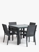 Grade A John Lewis Miami Glass Top 4 Seat Garden Dining Table in Grey - RRP: £195