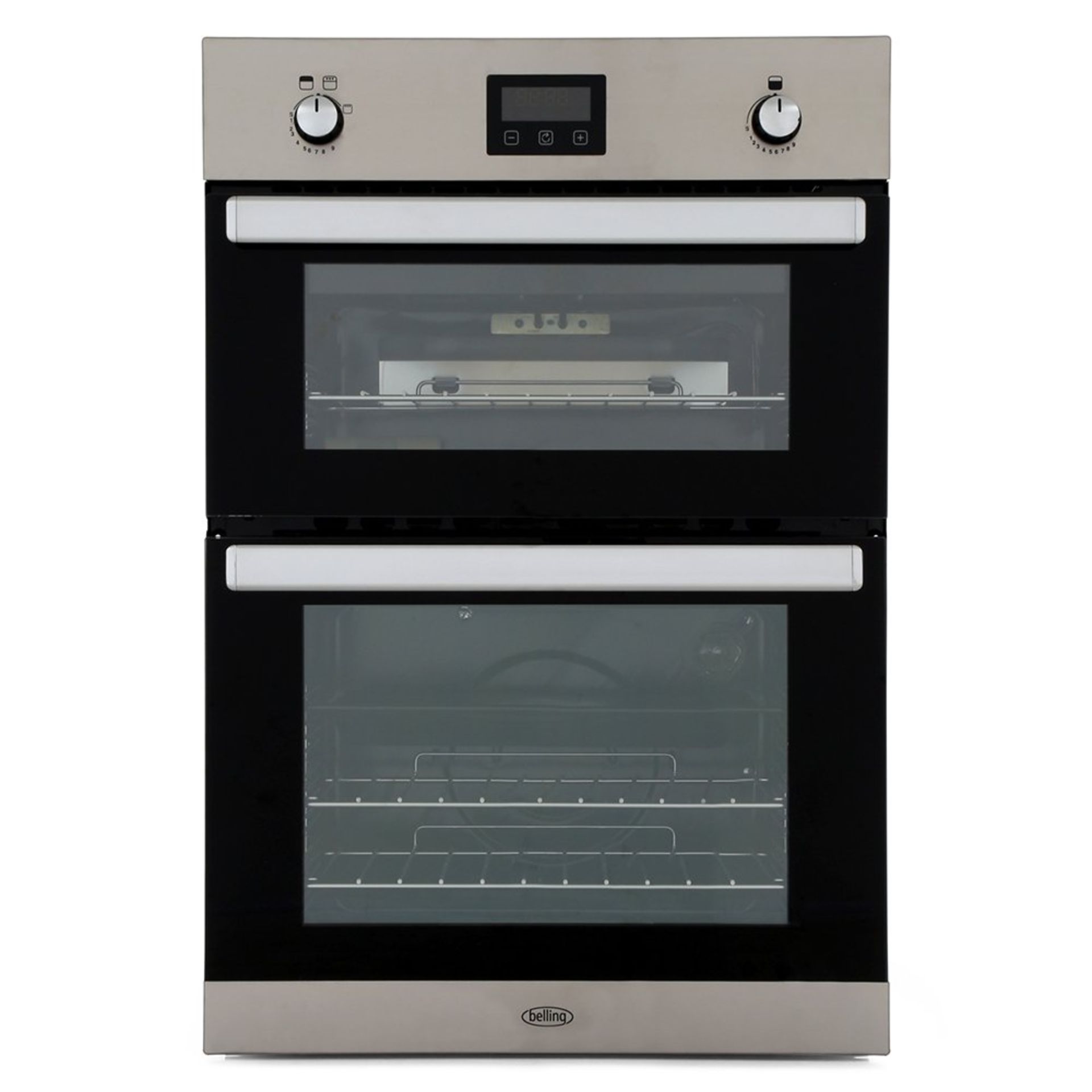 Grade B Belling BI902G Built-In Gas Oven, A/A Energy Rating, Stainless Steel in Black