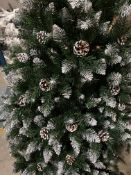 5 x Christmas Tree Artificial with Snow Frosted Tips and Pine Cones 6ft