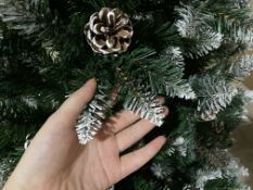 5 x Christmas Tree Artificial with Snow Frosted Tips and Pine Cones 6ft