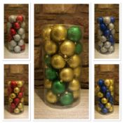 18 X Set Of 30 Christmas Tree Glitter Baubles Assorted colours