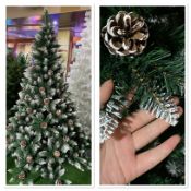 1 x Christmas Tree Artificial with Snow Frosted Tips and Pine Cones 5ft