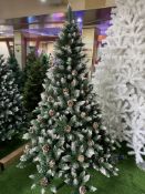 5 x Christmas Tree Artificial with Snow Frosted Tips and Pine Cones 6ft