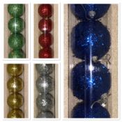 36 X Set Of 8 Christmas Tree Glitter Baubles Assorted Colours