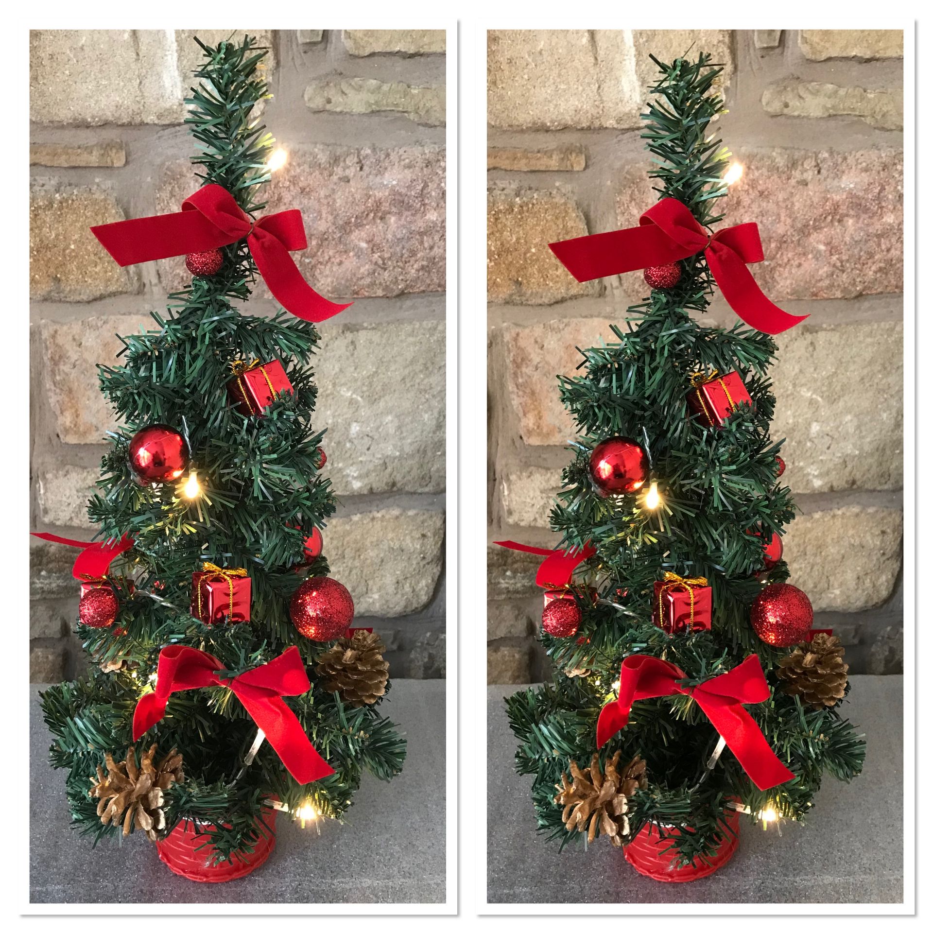 6 x Mini Christmas Trees Decorated - Image 2 of 2