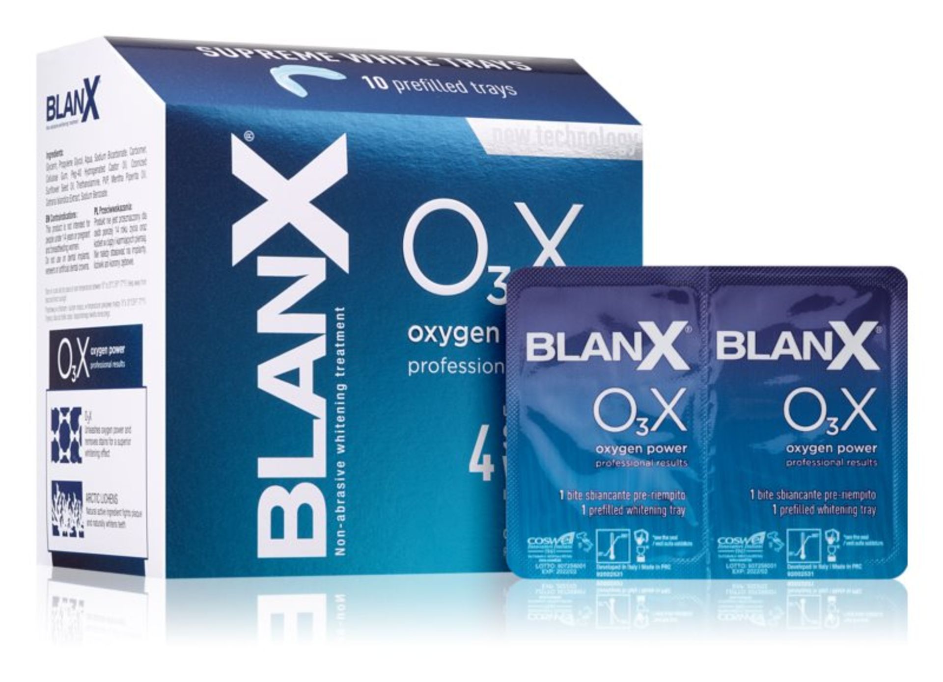 Blanx Non-abrasive whitening treatment Supreme White Trays 03X Oxygen Power x240 Pallet RRP £20...