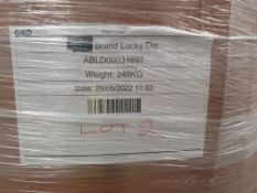 1x 248KG Lucky Dip Pallet Created 29/05/2022. Mixed Items To Include: Household & Cleaning. Stati...