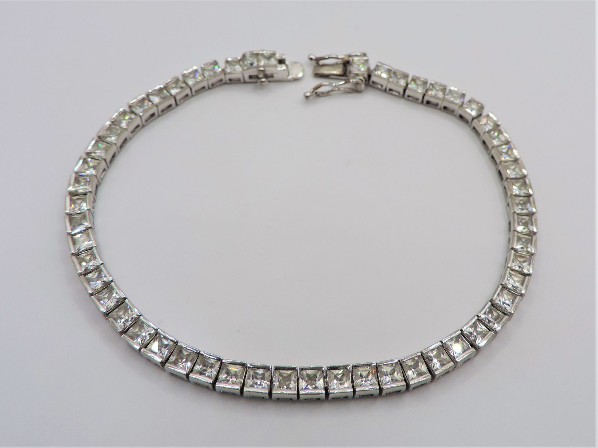 Italian 925 Silver White Gemstone Tennis Bracelet - Image 6 of 6