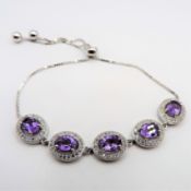 Sterling Silver 6ct Amethyst Bracelet New with Gift Box