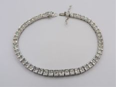 Italian 925 Silver White Gemstone Tennis Bracelet