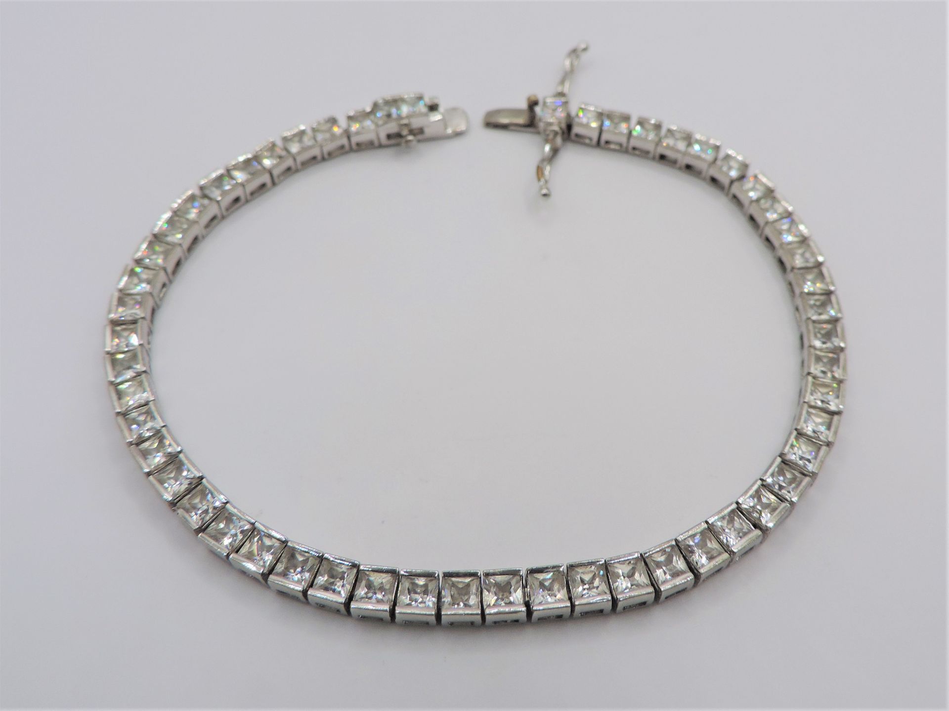 Italian 925 Silver White Gemstone Tennis Bracelet