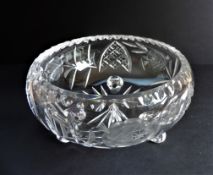 Vintage Bohemian Crystal Footed Bowl 23cm Wide