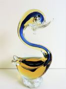 Vintage Murano Sommerso Blue and Gold Duck