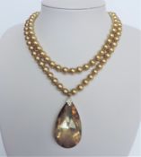 Vintage 32 inch Champagne Pearl Necklace