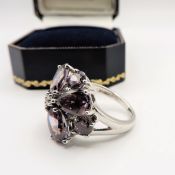 Sterling Silver Gemstone Cluster Ring New with Gift Pouch