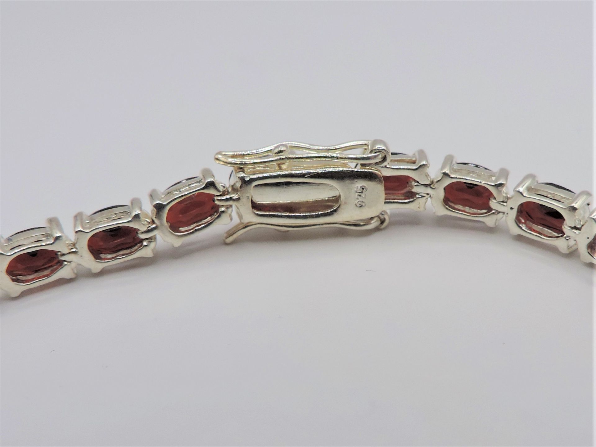Sterling Silver 15ct Garnet Tennis Bracelet New with Gift Box - Image 4 of 5