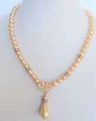 17 inch Pearl and Crystal Necklace