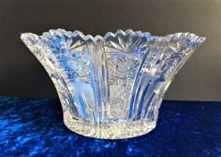 Vintage Bohemian Crystal Bowl 26cm wide.