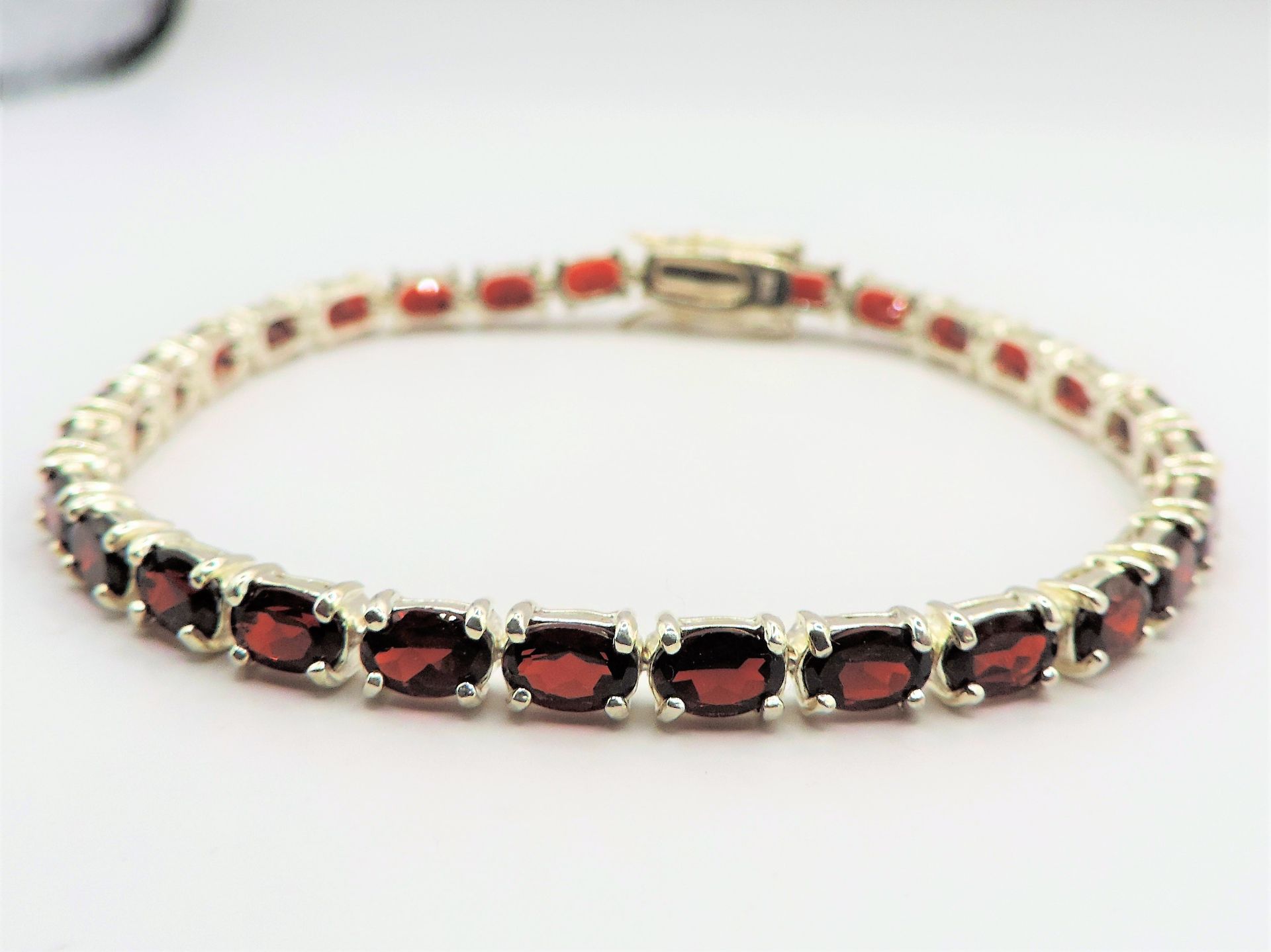 Sterling Silver 15ct Garnet Tennis Bracelet New with Gift Box