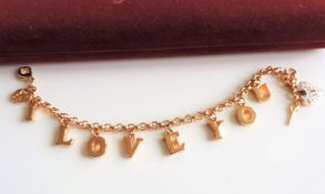 Brooks and Bentley Gold Plated I Love You Bracelet New with Gift Box
