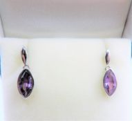 Sterling Silver 2ct Amethyst Earrings New with Gift Pouch