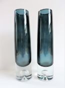 Matching Pair Swedish Art Glass Vases 24cm High