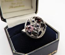 Sterling Silver Multi Colour Tourmaline Gemstone Ring New in Gift Pouch