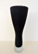 Textured Art Glass Black to Clear Vase 32cm High.