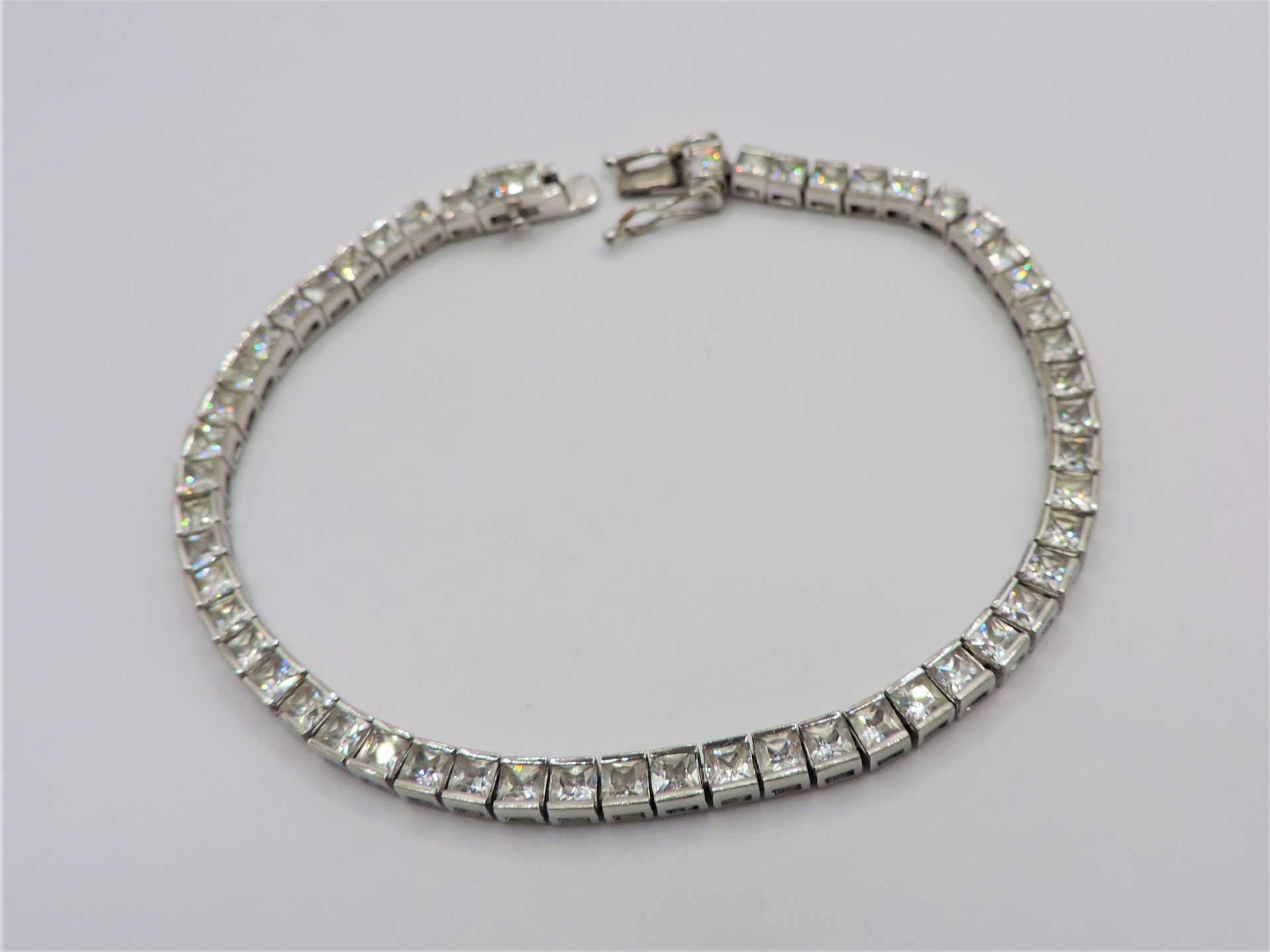 Italian 925 Silver White Gemstone Tennis Bracelet - Image 4 of 6