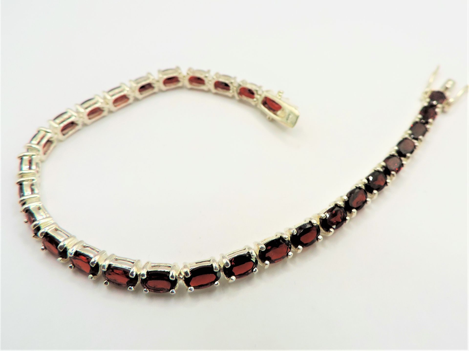 Sterling Silver 15ct Garnet Tennis Bracelet New with Gift Box - Image 5 of 5