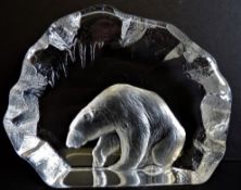 Rare Mats Jonasson Polar Bear in Ice Cave Sculpture Large 15cm Wide