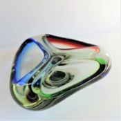 Vintage Murano Glass Tri-colour Three Section Bowl