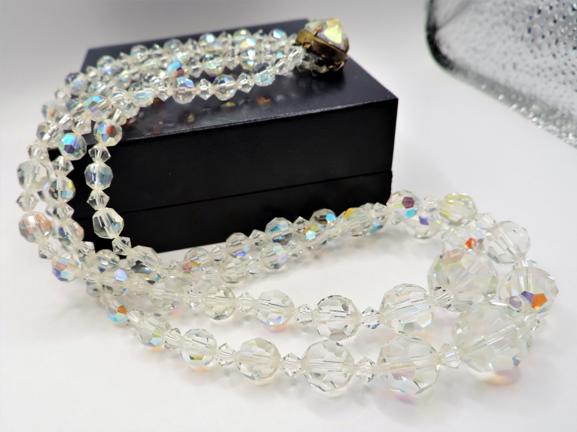 Vintage 2 Strand Graduated Aurora Borealis Crystal Necklace - Image 3 of 4