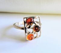 Artisan Sterling Silver Baltic Amber Ring