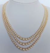 Vintage Triple Strand Graduated Pearl Necklace